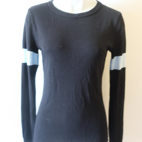 WOMENS POLKADOT USA BLACK BLUE CREW NECK THIN KNIT SWEATER S/M * - Picture 4 of 10